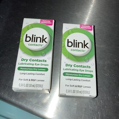 2 Blink Contacts Dry Contacts Lubricating Eye Drops 0.34 floz
