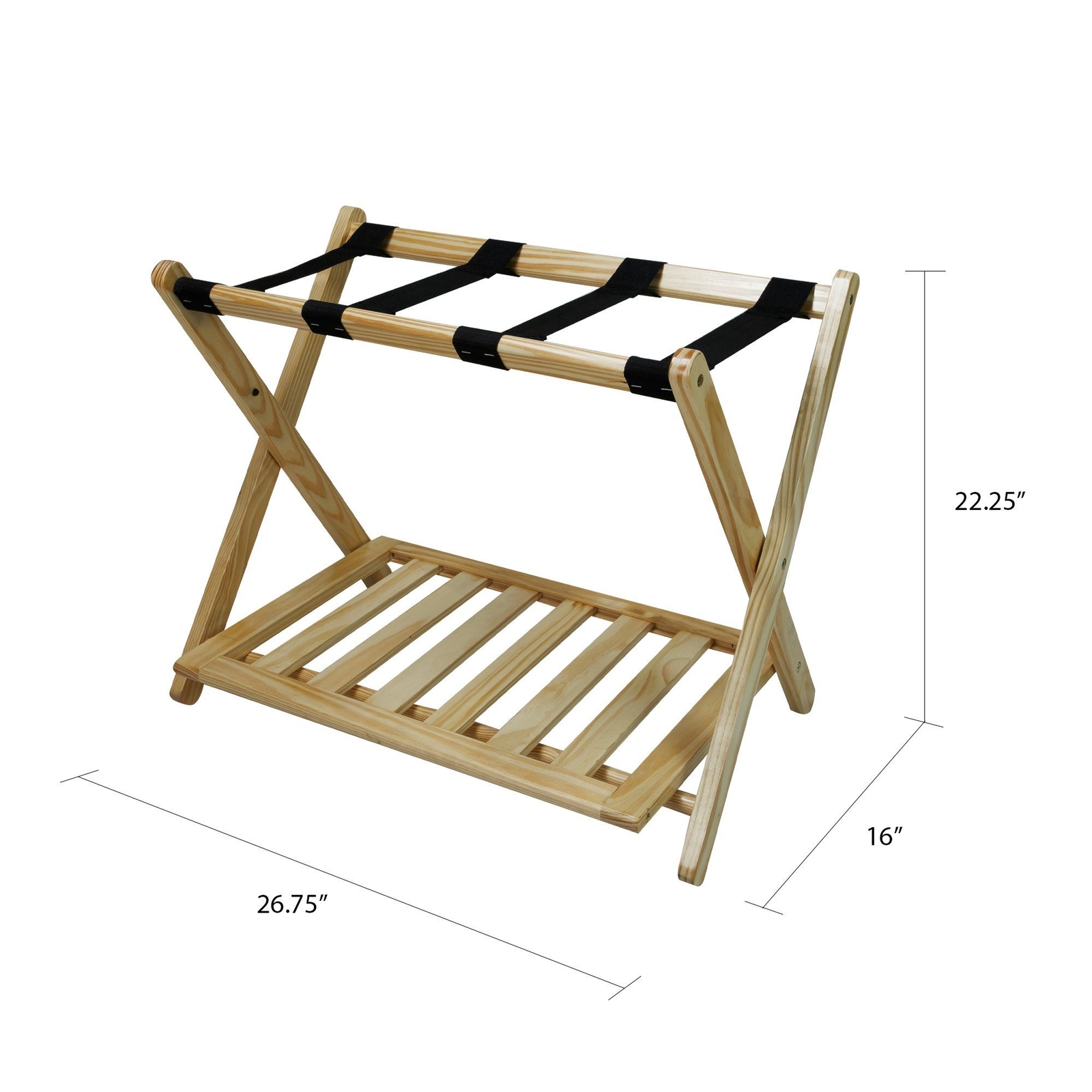 Folding Luggage Rack Stand With Shelf Wood Suitcase Holder Travel Bag Storage