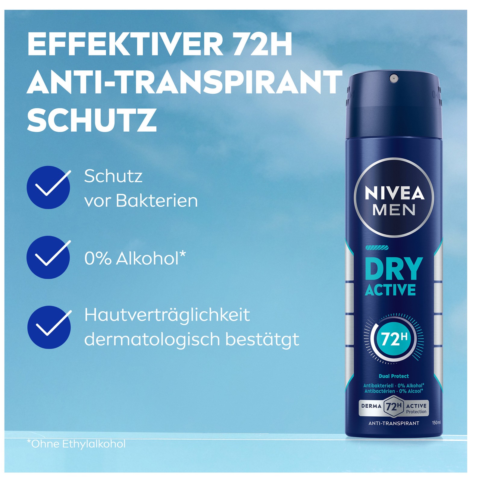 NIVEA Deodorant Men Dry Active Deo Spray 6 x 150ml - Bild 4 von 4