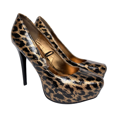 Steve Madden P Roza Leopard Print Platform Vegan Stiletto Pumps Heels Shoes 8