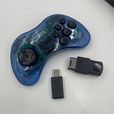Retro-bit SEGA Saturn 8-Button  2.4GHz Wireless Controller Clear Blue
