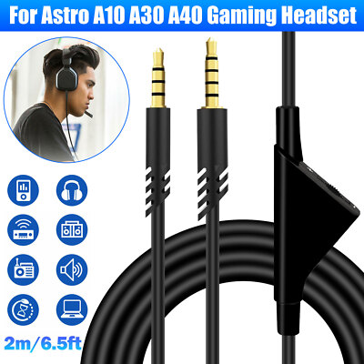 Replacement Audio Cable Cord Volume Control for Astro A10 A40 Gaming Headset 2M