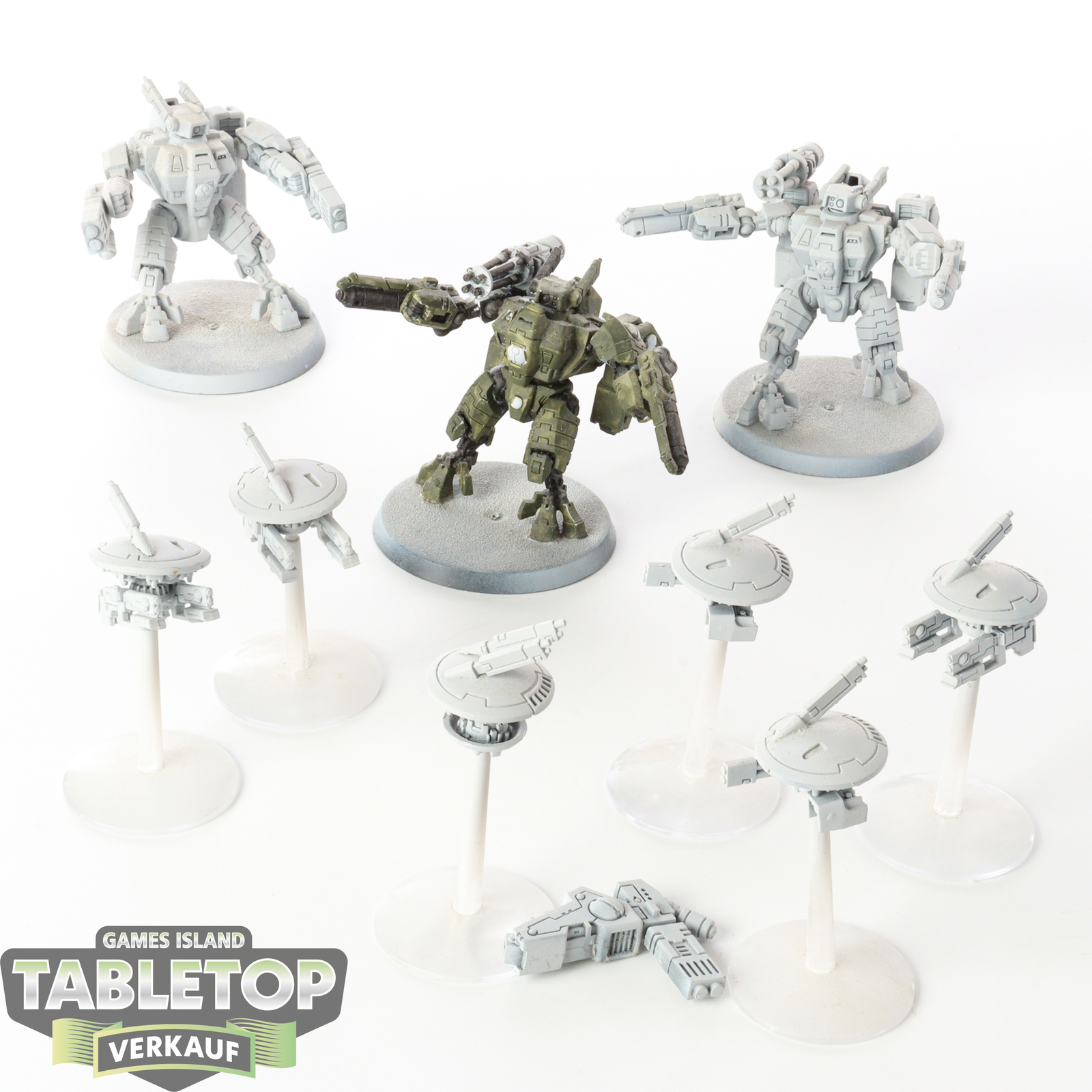 Tau Empire - 3x XV8 Crisis Battlesuit Team - teilweise bemalt