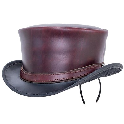 Steampunk Top Hat with Band | El Dorado Hat handmade with Leather by Craftsmen