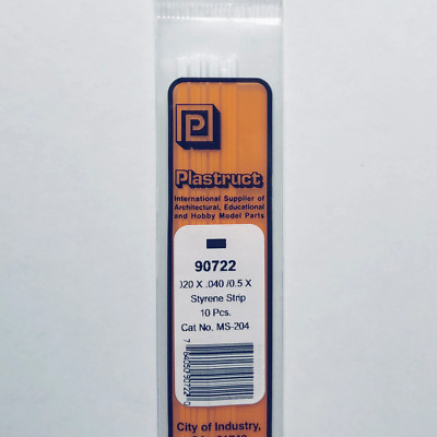Plastruct 90722 Styrene Rectangle Strip 0.020''x 0.040''x 10'' (10)