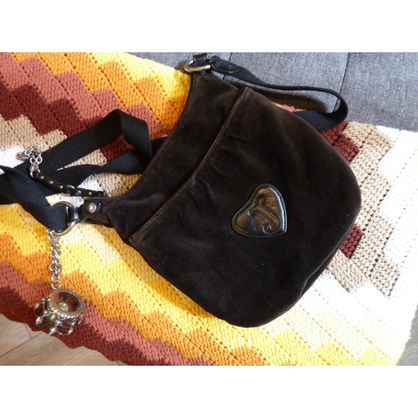 Small Juicy Velour Messenger Crossbody Purse