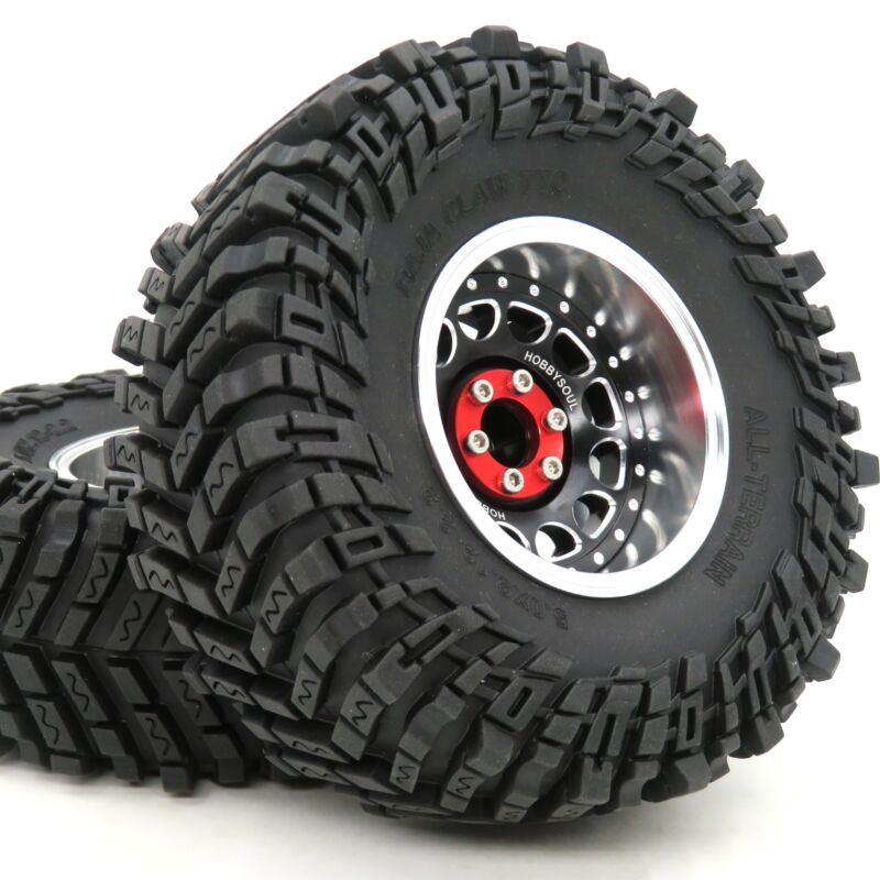 2x RC 2.2 Tires Height 127mm & 2.2 Beadlock Wheels 4 Offset For 1/10 Mud Crawler