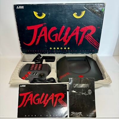 Atari Jaguar Console w/ Box Controller Cybermorph Game Tested Working Ships Fast