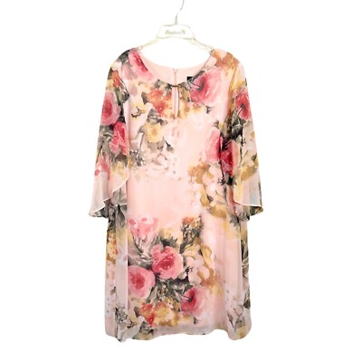 Connected Apparel Petites Women's Printed Floral Sheath Dress Red SZ 12P