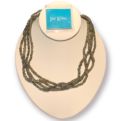 DTR Mine Finds by Jay King Labradorite Beaded Multi Strand Sterling Necklace