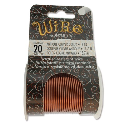 BeadSmith Antique Copper 20 Gauge Craft Wire Elements - 15 Yard Spool