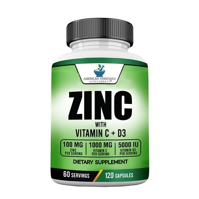 Zinc 100mg, Vitamin C 1000mg, Vitamin D3 5000IU  per Serving, Immune Support