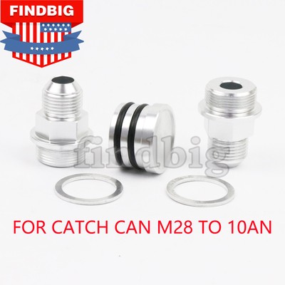 2PC NEO REAR BLOCK BREATHER FITTINGS FOR B16 B-16 B18C CATCH CAN M28 TO 10AN