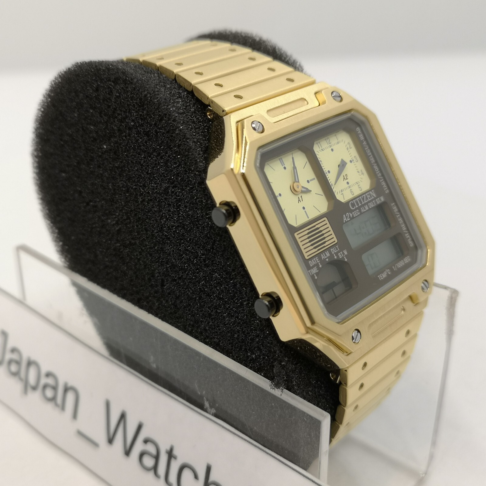 Pre-owned Citizen Record Label Jg2122-60w Gold Chronograph Men's Watch In Box