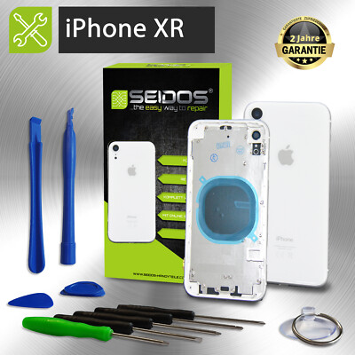 Backcover für iPhone XR Weiß Gehäuse Rückseite Rahmen Glas Frame Housing OEM