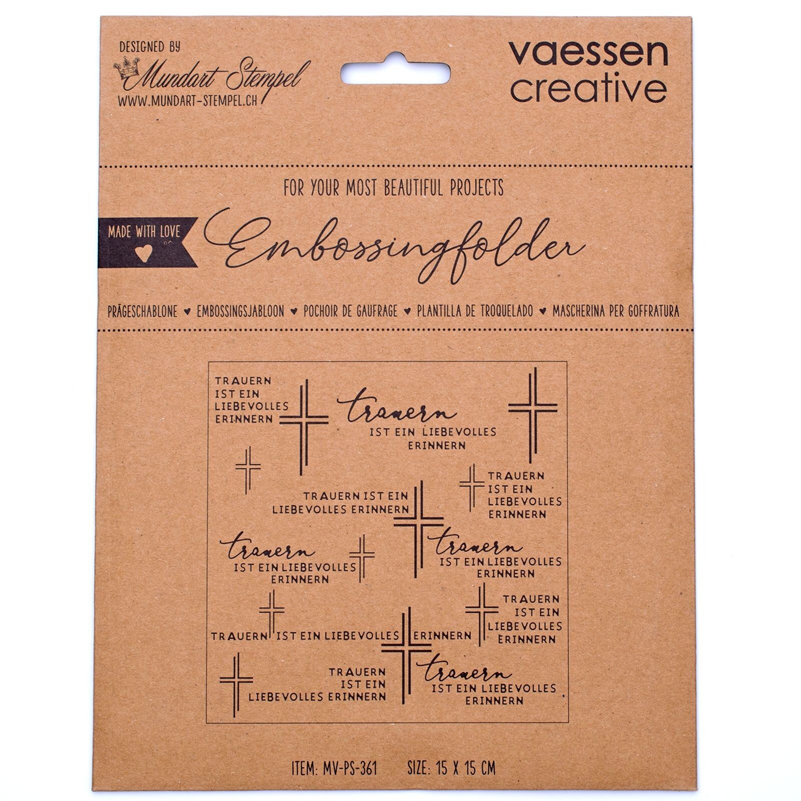 Mundart Stempel - Deutsch Text Prägefolder 15 x15cm 