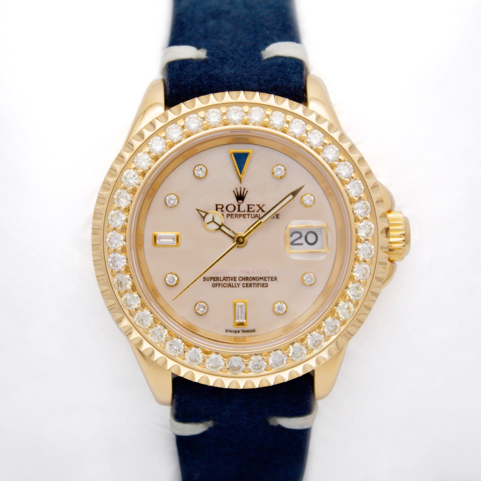 Rolex Yacht-Master 40mm 16628 Custom Diamond Bezel White MOP