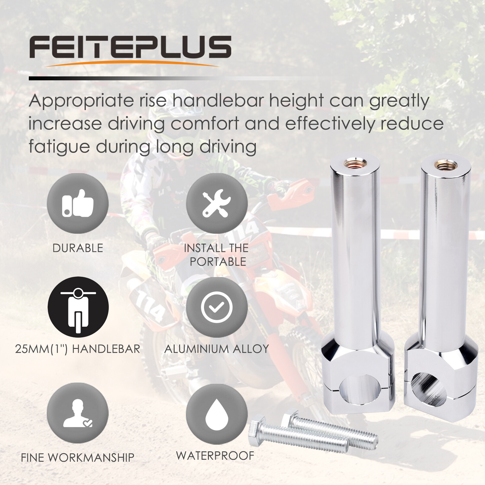 Motorcycle 1'' Handlebar Risers Clamps Handle Bar Mount For Harley Honda