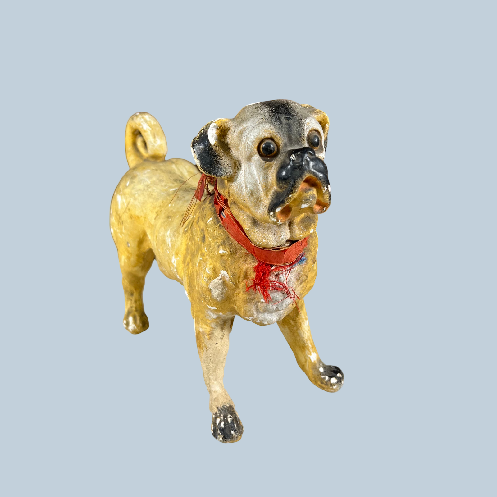 置物 CHALKWARE BULLDOG Antique Painted Chalkware Bulldog Figure Statue Figurine Dog