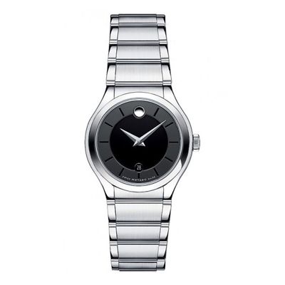 Pre-owned Movado 0606493 Quadro Black Dial Stainless Steel Women's Watch $995 Great Gift