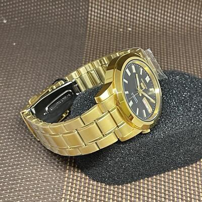 Pre-owned Seiko 5 Snkk22k1 Automatic Gold-tone Stainless Steel Black Analog Men's Watch