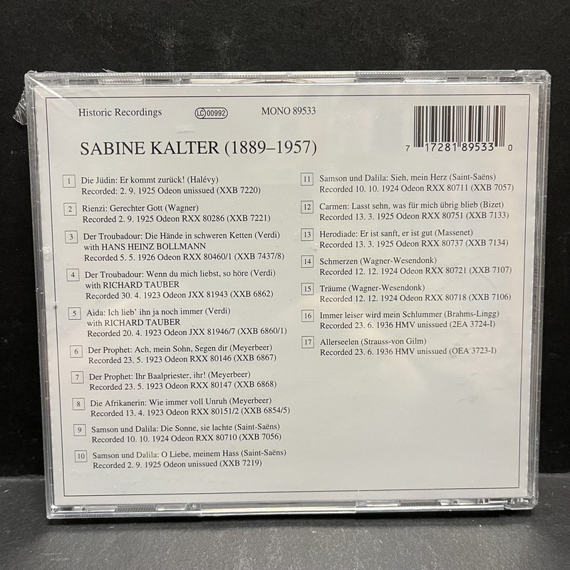 SABINE KALTER Classical Vocal NEW CD Lebendige Vergangenheit MONO 89533