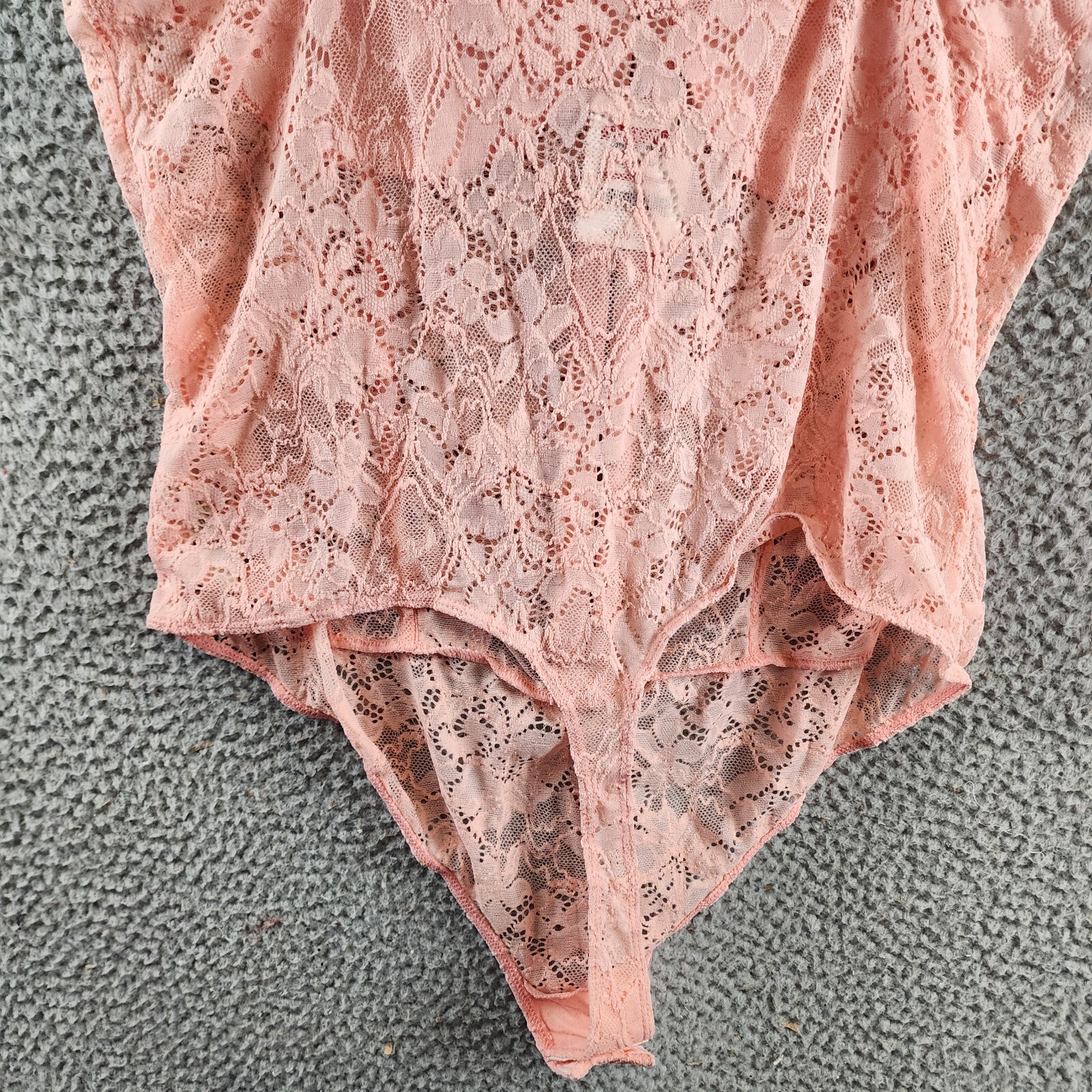 Free People Lace Night Rhythm Bodysuit Women's XL Pink Hook-And-Eye Closure~ - Picture 11 of 12