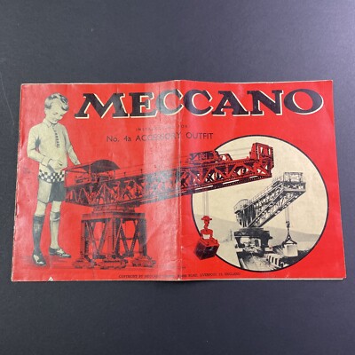 Antique 1930s Meccano Instructions Manual For # 4a Construction Steam Crane Book