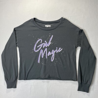 Grayson Threads Women s Gray Girl Magic Cropped Sweatshirt Sz M