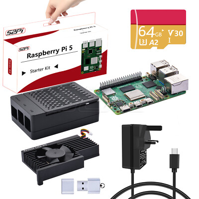 ABS Black Case Kit with Cooler Power SD Card Raspberry Pi 5 board 4GB/8GB