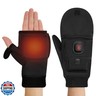 Heated Gloves for Men Women, 3 Heating Level Rechargeable Electric Fingerless Gloves with Flip-top Design, Touchscreen Hand Warmers for Work Cycling Skiing Outdoor Snow (Black, L)
