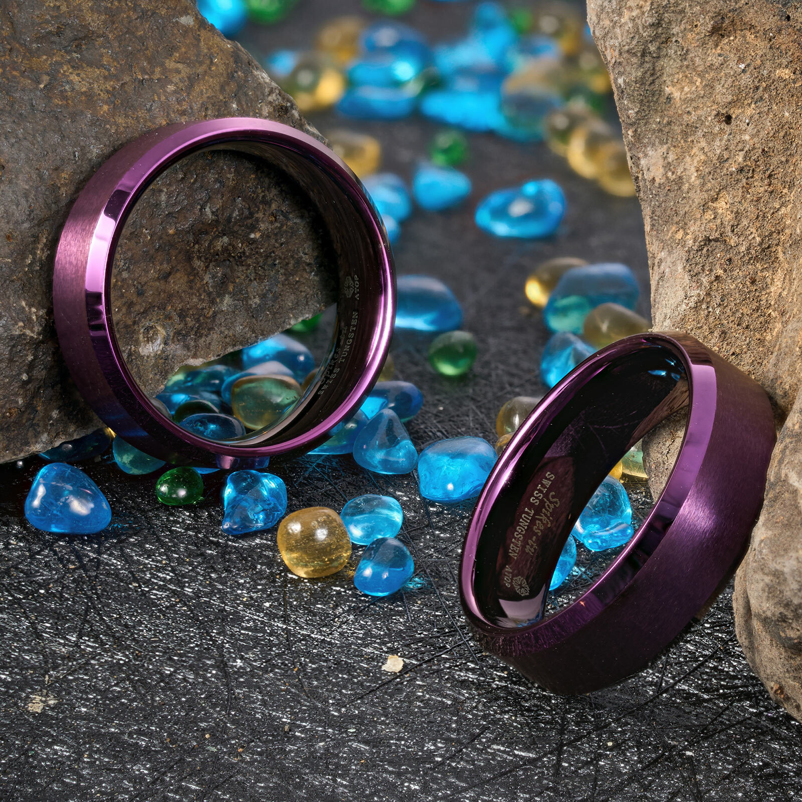 8mm Purple Brushed Classic Tungsten Ring ATOP Simplicity Men Wedding Band