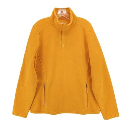 LL BEAN Yellow 1/4 Snap Fleece Pullover Sweater Pockets Men's LARGE TALL LT