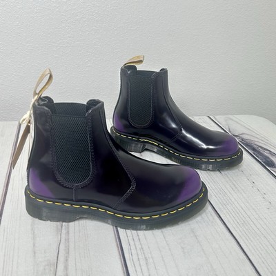 NEW! Dr. Martens 2976 VEGAN Chelsea Boots Blac & Rich Purple Women 7