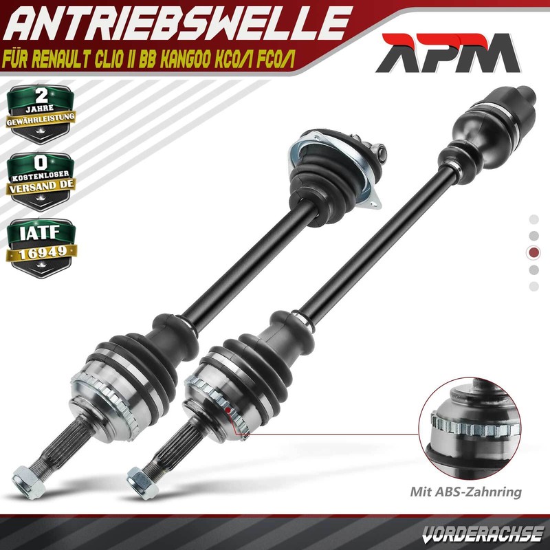 2x Antriebswelle Vorne Mit Abs Ring Schaltgetriebe FüR Renault Clio Ii Bb Kangoo