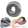 Piercing Pillow for Side Sleepers with an Ear Hole, Donut Pillow for Ear Pain CNH | Pain Relief Sleeping | Pressure Sore | Satin Washable and Adjustable Ear Protector (Dark Gray)