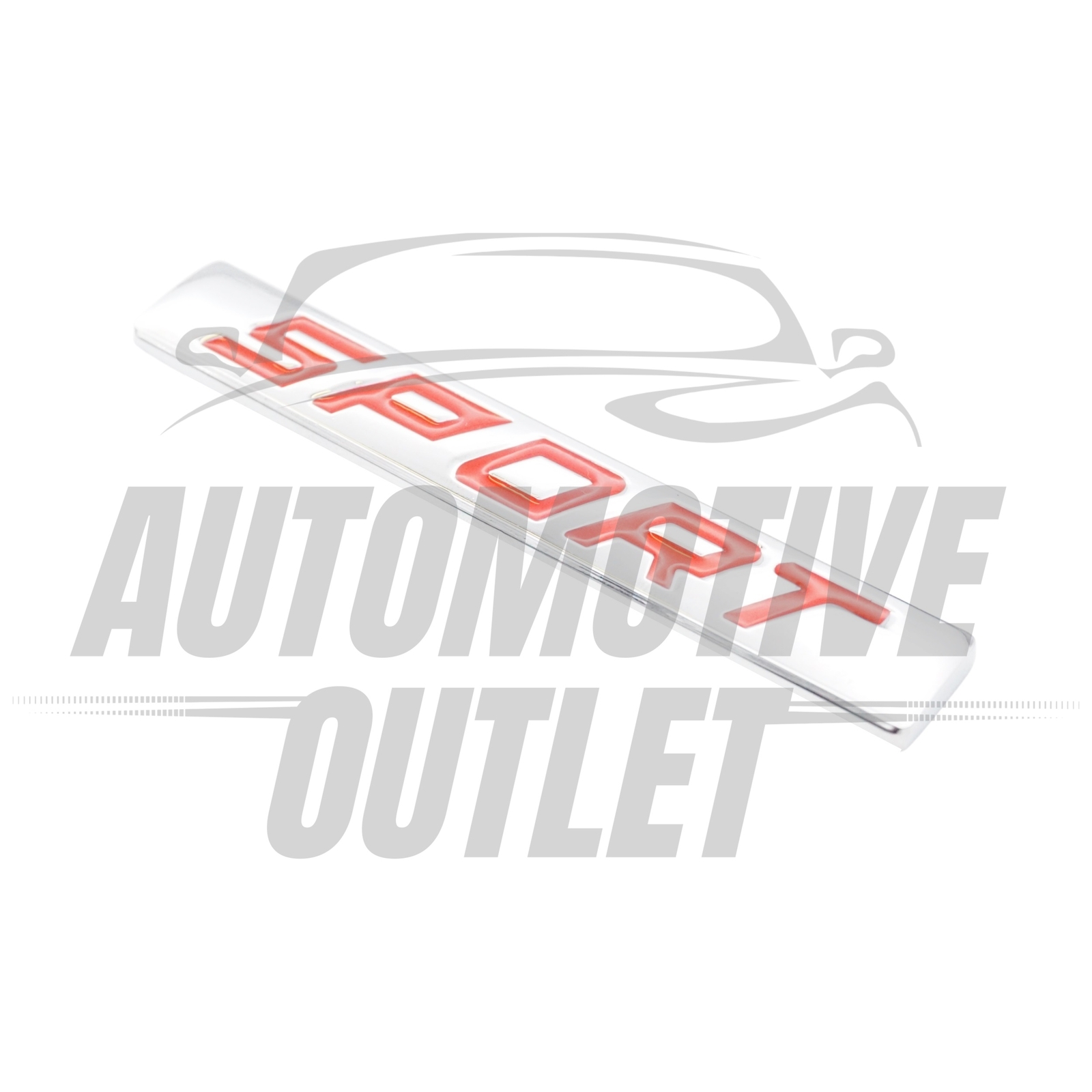 METAL SPORT BADGE DECAL EMBLEM FOR BMW MERCEDES IN RED & CHROME FINISH, FITS ALL 3