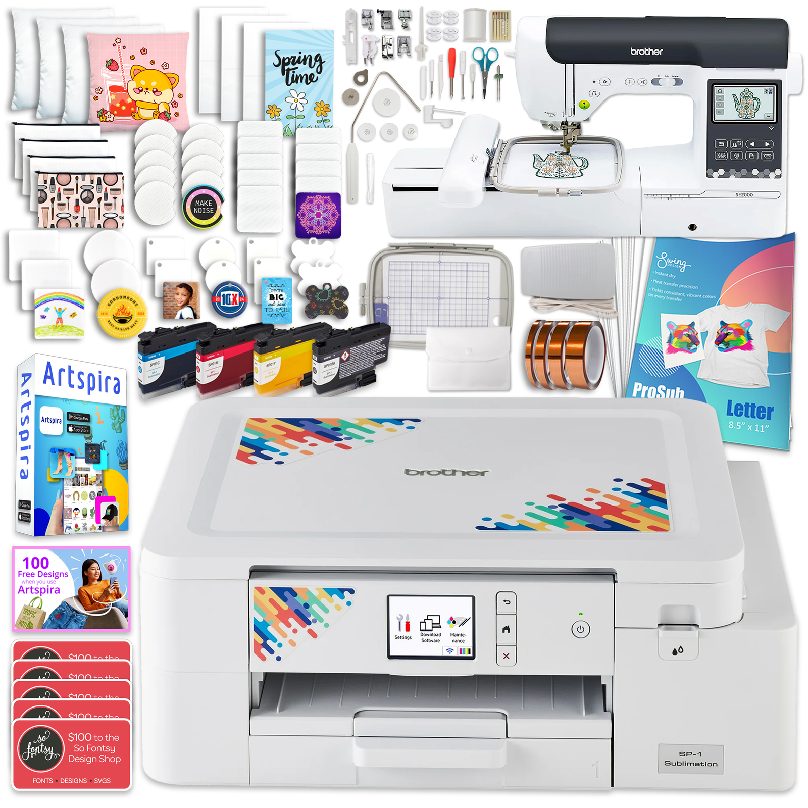 Brother SP-1 Sublimation Printer with SE200 Combo Embroidery Machine