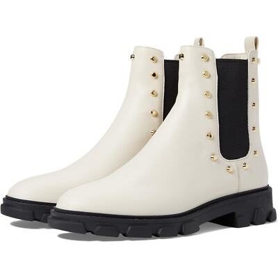 Michael Michael Kors Women Ridley Gore Studded Chelsea Boots Sz US 9.5M Lt Cream