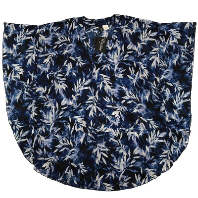 Maxine of Hollywood Tunic Women s 3X Plus Navy Blue Floral Kimono Dress Cover Up