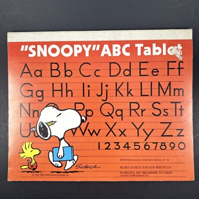 Vintage Peanuts Snoopy ABC Tablet Notebook 1965 Plymouth