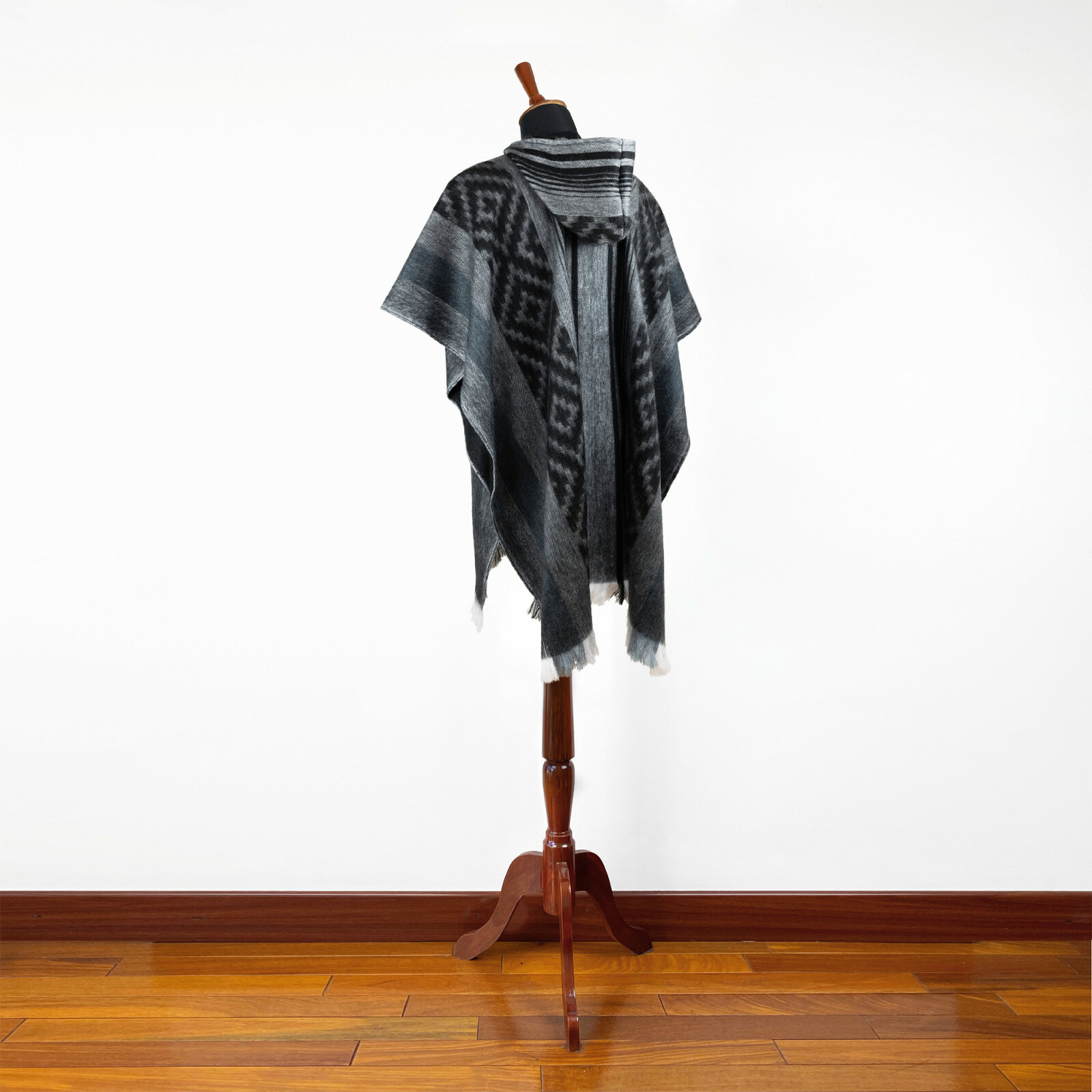 Lightweight BABY ALPACA Wool Hooded Poncho Pullover UNISEX Handmade in Ecuador