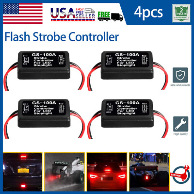4x GS-100A Flash Strobe Controller Box Flasher Module LED Brake Tail Stop Light