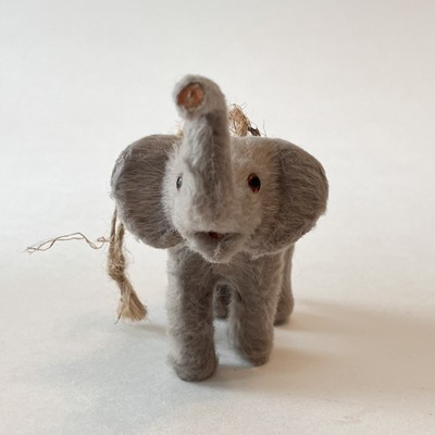 Elephant Fury Christmas Ornament 3 Trunk Up Grey Gray Smart Gentle Desert