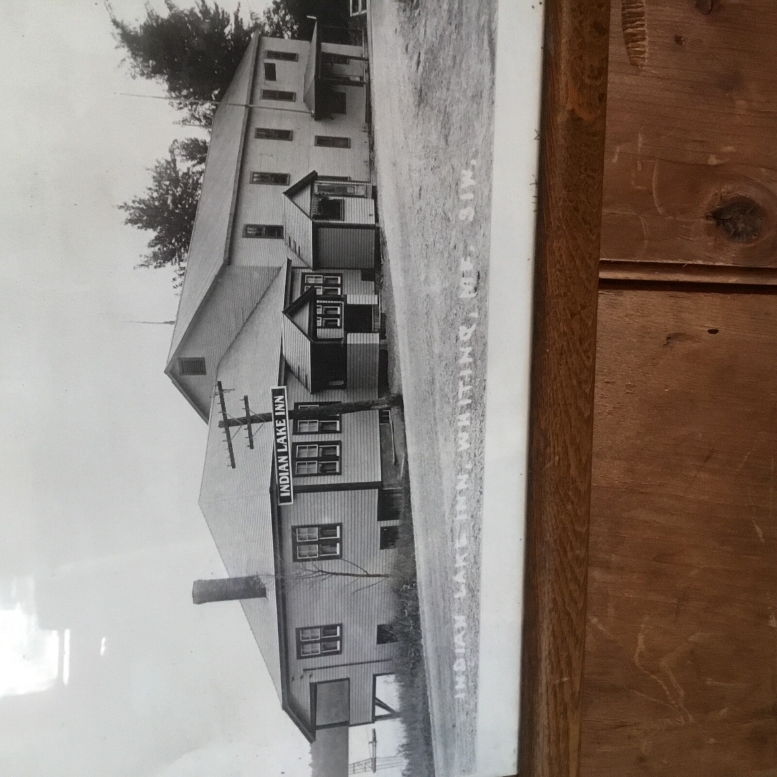 Antique Oak Wood Eastlake Picture / Art frame 26x10 wavy glass