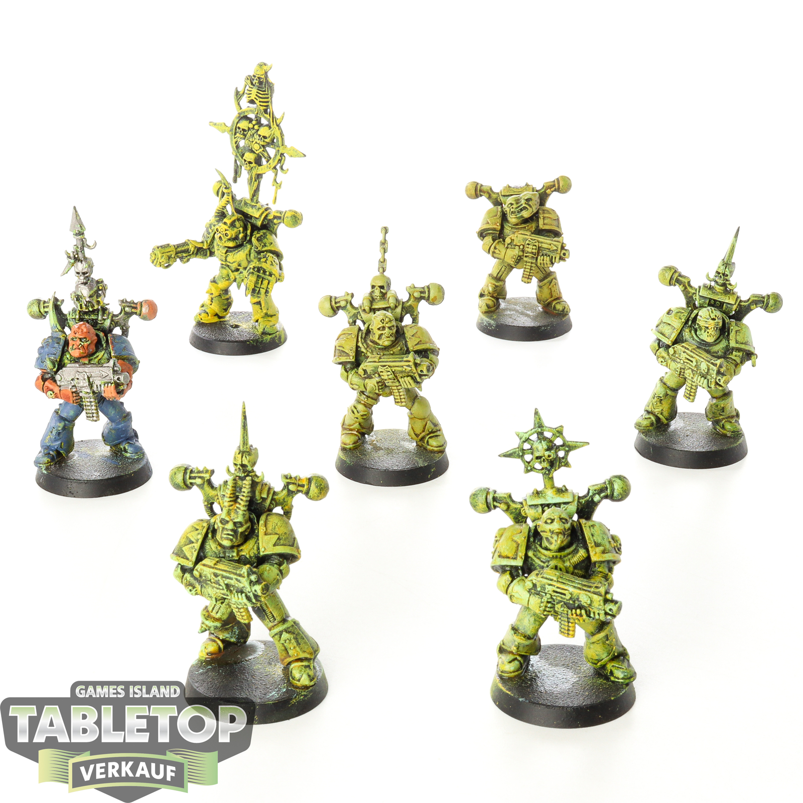 Death Guard - 7x Plague Marines - klassisch - teilweise bemalt