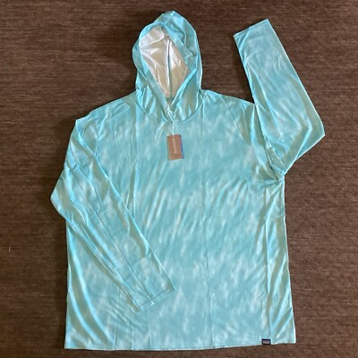 NEW Mens PATAGONIA Capilene Cool Daily Graphic Hoody Relaxed Fit Agave Blue XXL