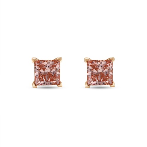 1.79 Ct Solitaire Stud Earrings 14k Rose Gold Princess Pink Lab Grown Diamond