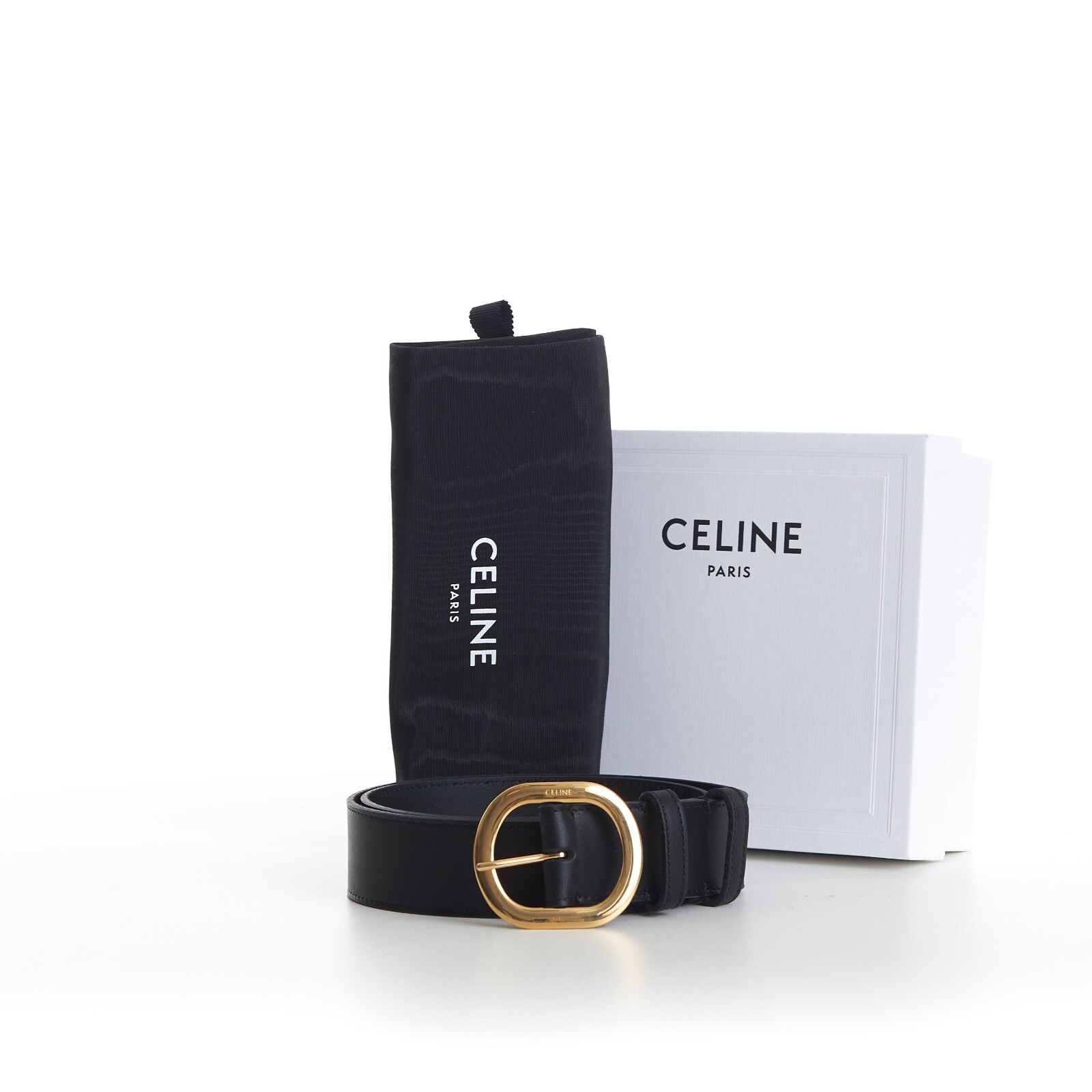 Pre-owned Celine 640$ Black Leather Large Lulu Belt - Vintage Calfskin