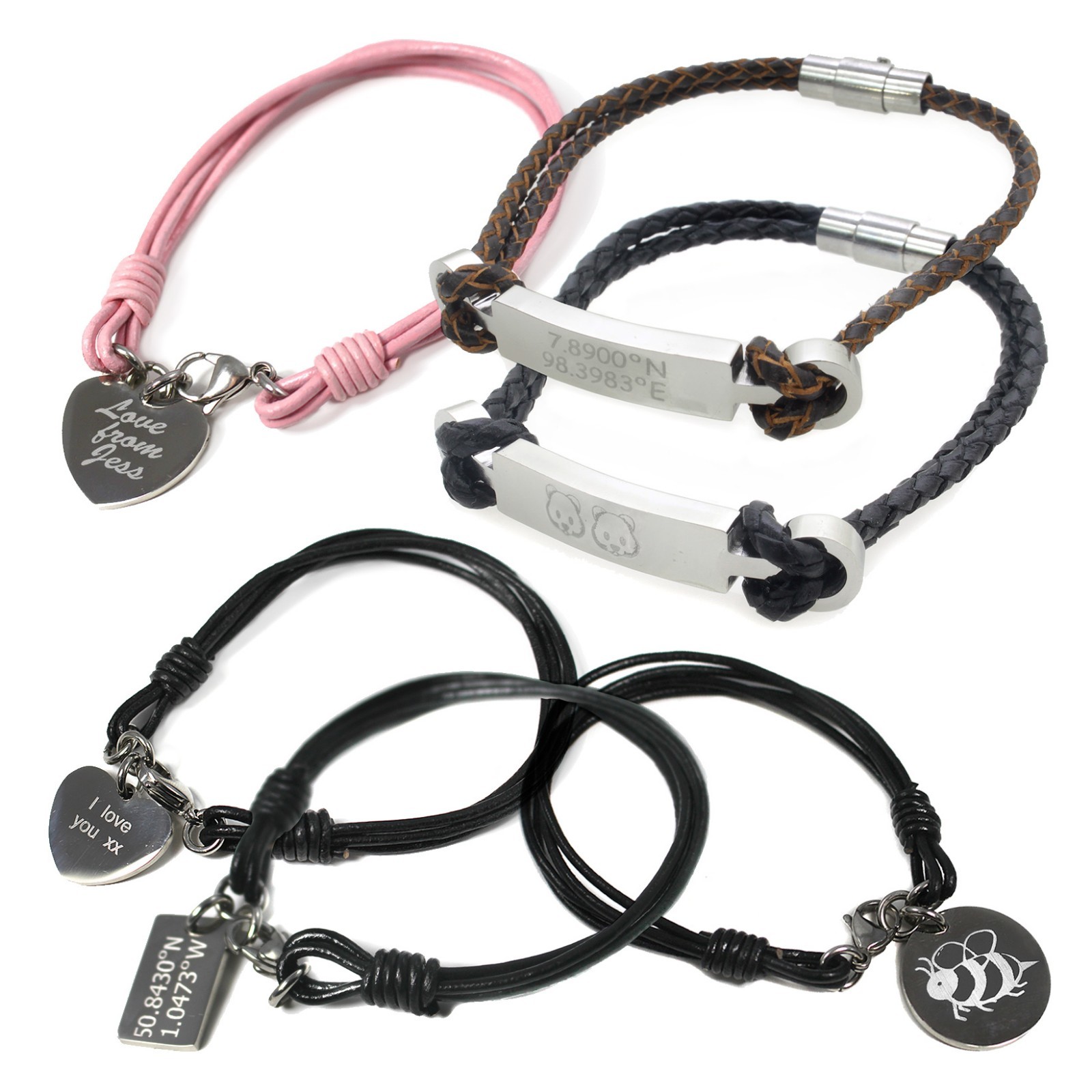 ladies personalised leather bracelet